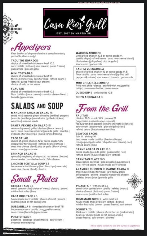 casa rios grill|casa rios menu.